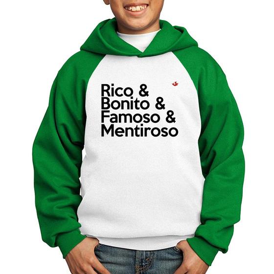 Imagem de Moletom Infantil Rico & Bonito & Famoso & Mentiroso - Foca na Moda