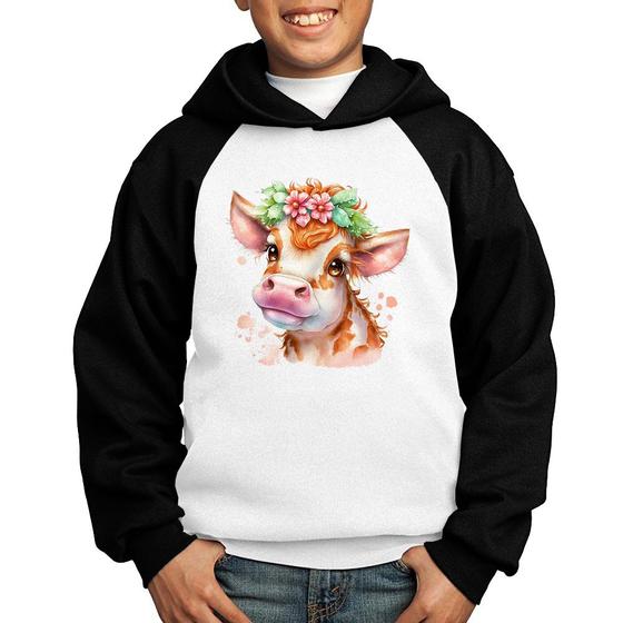 Imagem de Moletom Infantil Vaquinha E Flores - Foca na Moda