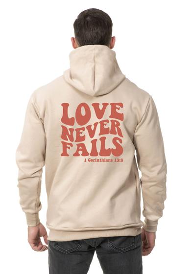 Imagem de Moletom Masculino Blusa de Frio Canguru Love Never Fails