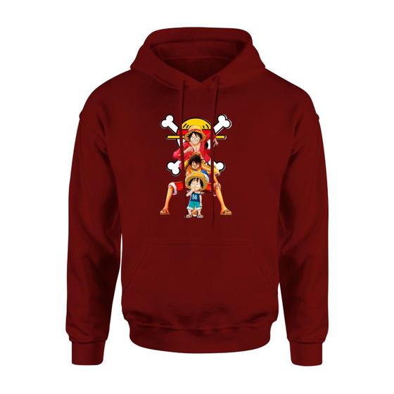 Imagem de Moletom Masculino Canguru Anime One Piece Monkey Algodão Blusa de Frio Cores