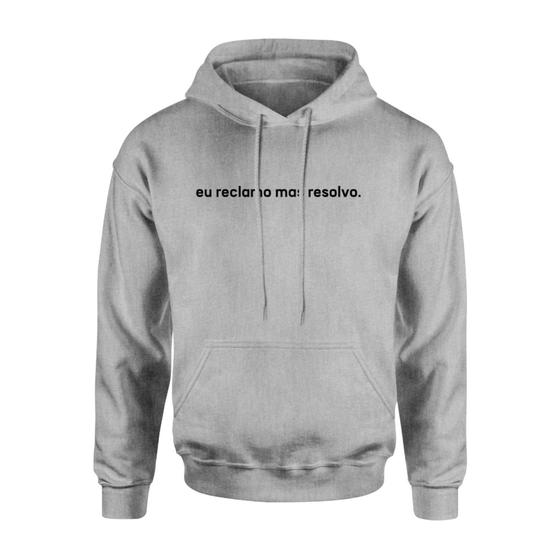 Imagem de Moletom Masculino Canguru Frase Reclamo mais Resolvo Algodão Blusa de Frio Cores