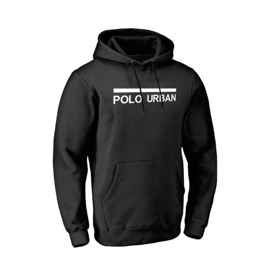 Imagem de Moletom Masculino Feminino Básico Preto Canguru Polo Urban Blusa de Frio