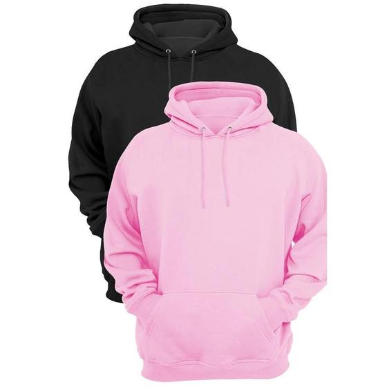 Imagem de Moletom Masculino Feminino Blusa de Frio Canguru Capuz Kit 2