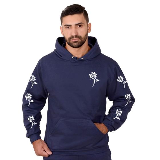 Imagem de Moletom Masculino Feminino Flor Blusa de Frio Canguru Capuz