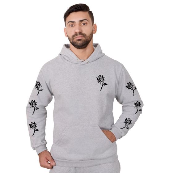 Imagem de Moletom Masculino Feminino Flor Blusa de Frio Canguru Capuz