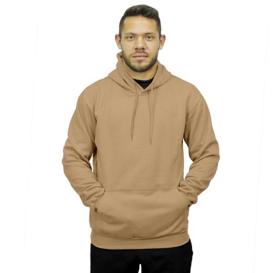 Imagem de Moletom Masculino Liso Blusa De Frio Com Bolso Canguru Capuz