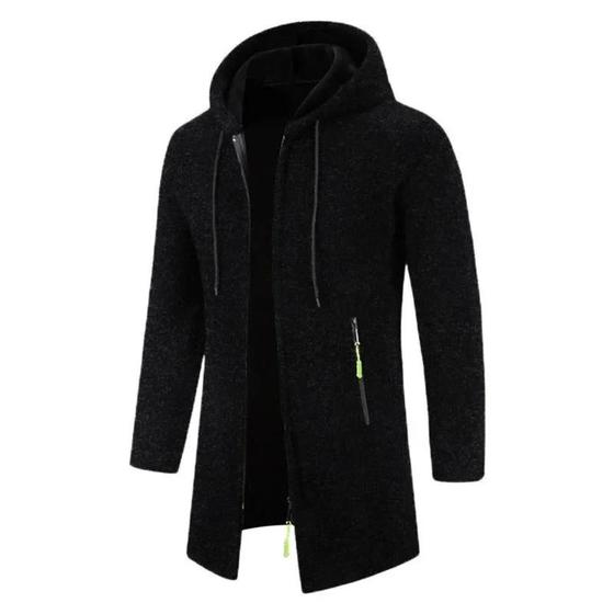 Imagem de Moletom Masculino Preto com Capuz, Zíper e Manga Comprida - Jaqueta de Inverno