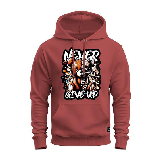 Imagem de Moletom Never Give Up Estampado Com Capuz Tecido Macio