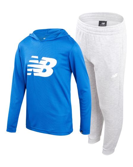 Imagem de Moletom New Balance Boys com capuz e calça de malha waffle de 2 peças