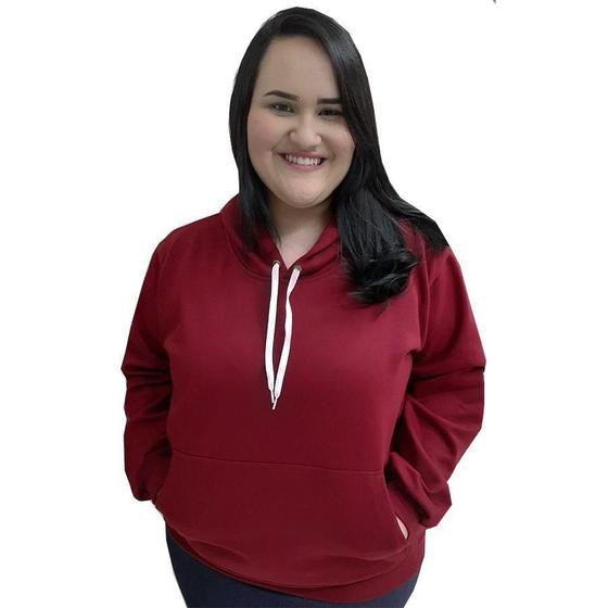 Imagem de Moletom Plus Size Blusa Canguru Liso  Cor Bordô