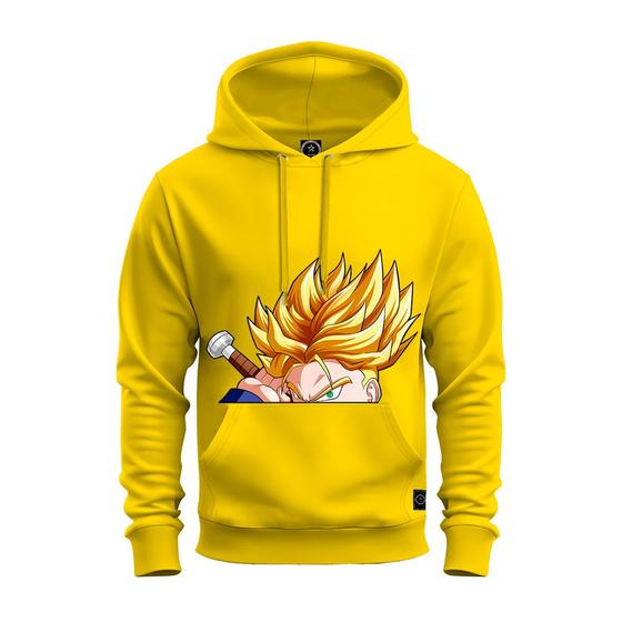 Imagem de Moletom Premium Algodão Unissex Blusa De Frio Bolso e Capuz Goku Mega Saiajim