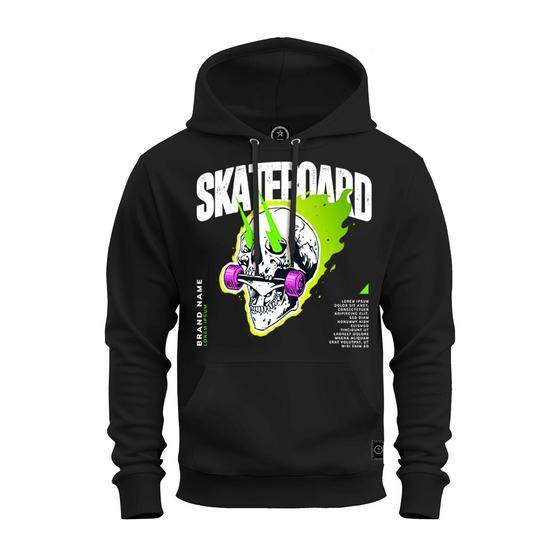 Imagem de Moletom Premium Algodão Unissex Blusa De Frio Bolso e Capuz Skate Board