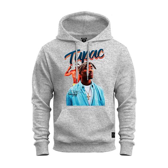 Imagem de Moletom Premium Algodão Unissex Blusa De Frio Bolso e Capuz Tupac Shakur