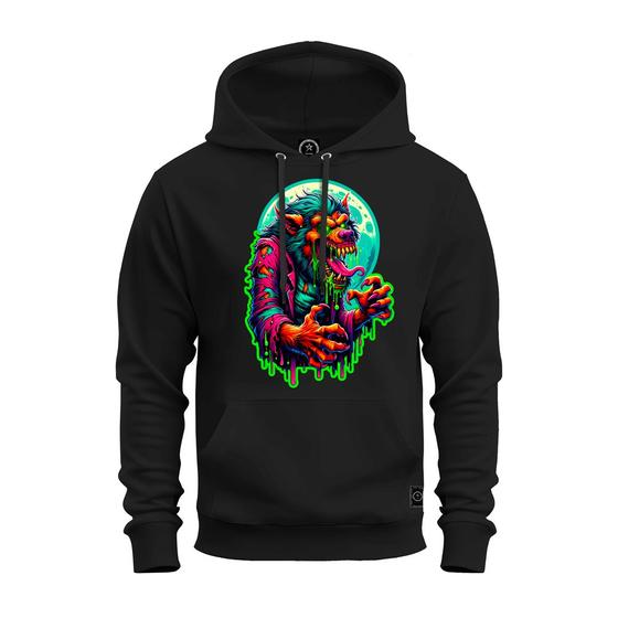 Imagem de Moletom Premium Estampado Confortável Canguru Lobo Neon