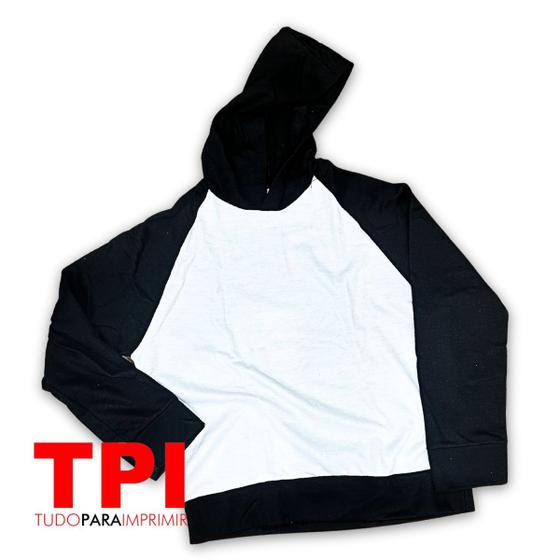 Imagem de Moletom Raglan com Capuz Branco/Preto