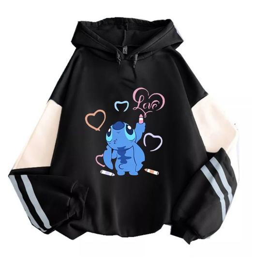 Imagem de Moletom SANMU com Design de Blocos de Cores Universe Stitch