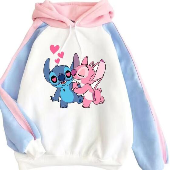 Moletom SANMU Loose Colorful Contrasting Stitch Outros Moda