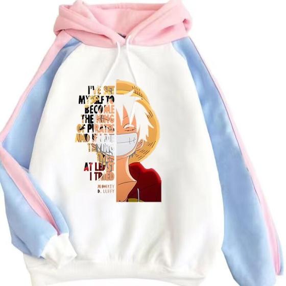Imagem de Moletom Sanmu One Piece Luffy - Design Color Block com Sorriso