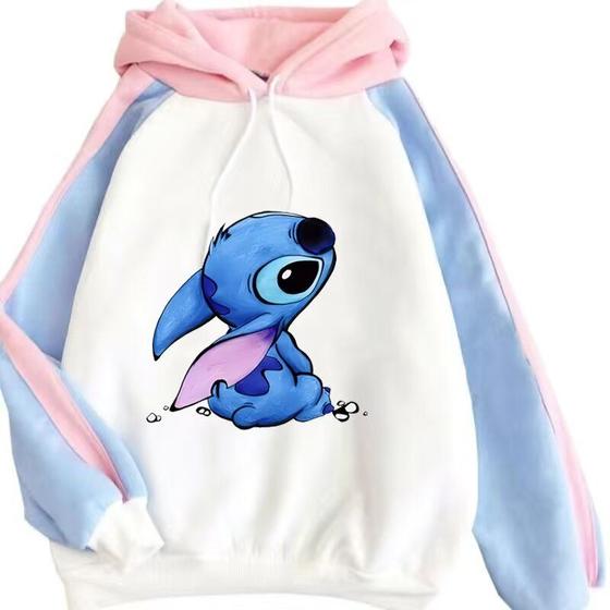 Imagem de Moletom Stitch Olhando para o Céu - Design de Bloqueio de Cores