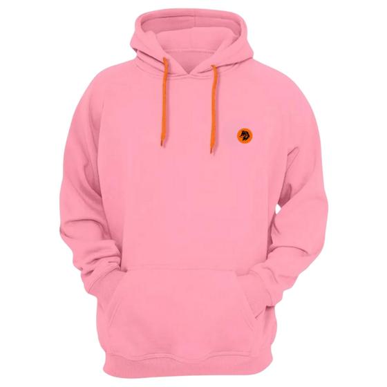 Imagem de Moletom Unissex Flanelado Blusa de Frio Premium Estampa Lobo Cordão Laranja Neon