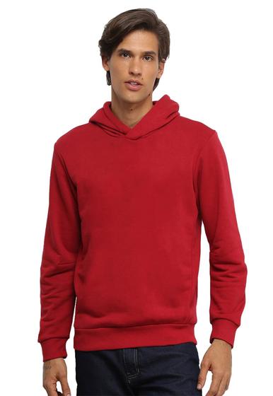 Imagem de Moletom Vermelho Flanelado com Capuz Grosso 3 Cabos