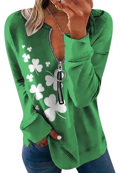 Imagem de Moletom YMING St. Patrick's Day Shamrock Print para mulheres