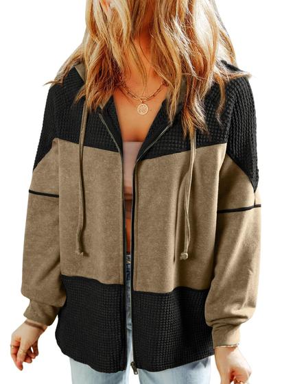 Imagem de Moletons com capuz Dokotoo Waffle Stitch Spliced Oversize para mulheres