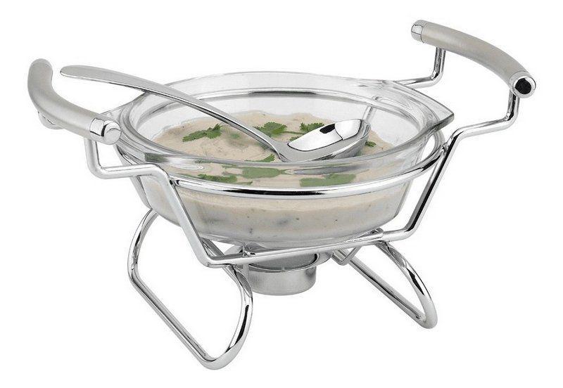 Imagem de Molheira Perle em Vidro 500ml Com Suporte e Concha Em Aço Inox
