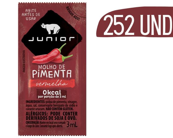 Imagem de Molho De Pimenta Vermelha Junior Sachê 3Ml - 252 Und