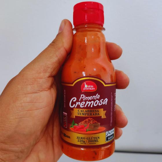 Imagem de Molho Pimenta Cremosa Calabresa Temperada Gourmet Ardência Moderada Bahia Premium 200ml (até 8 sabores)