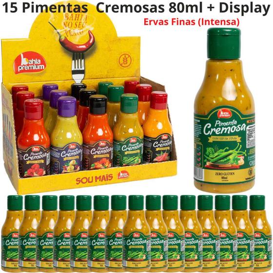 Imagem de Molho Pimenta Cremosa Gourmet Ervas Finas Display 15 Unid 4 Sabores 80ml Bahia Premium (escolha sabores)