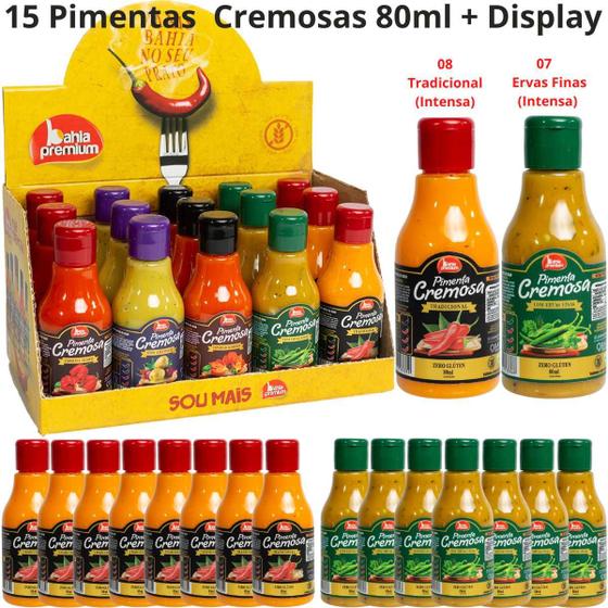 Imagem de Molho Pimenta Cremosa Para Churrasco Tradicional Carolina Reaper Forte Display Bahia Premium Até 4 Sabores C/15un 80ml