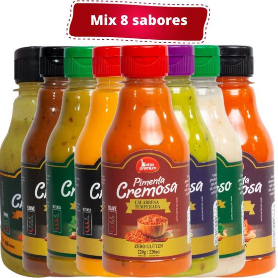 Imagem de Molho Pimenta Cremoso Com Azeitonas Pìcância Suave Para Churrasco 200ml Bahia Premium 8Unid