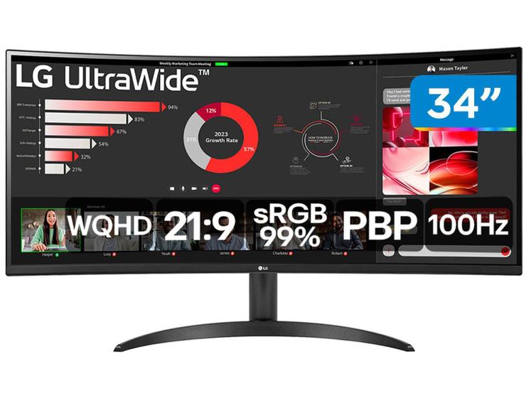 Monitor 100Hz WQHD Curvo UltraWide 5ms LG 34WR50QC-B 34" 2 HDMI Imagem de Monitor 100Hz WQHD Curvo UltraWide 5ms LG 34WR50QC-B 34" 2 HDMI