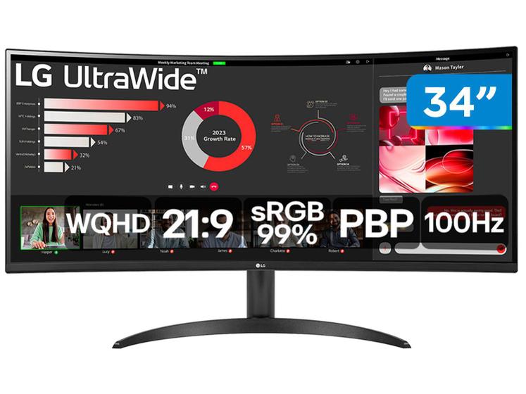 Imagem de Monitor 100Hz WQHD Curvo UltraWide 5ms LG 34WR50QC-B 34" 2 HDMI