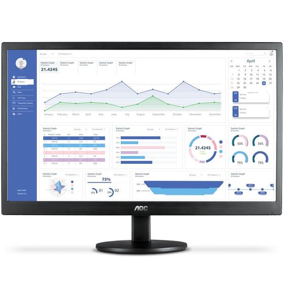 Monitor AOC Led E970SWHNL Tela 18.5 HDMI VGA Imagem de Monitor AOC Led E970SWHNL Tela 18.5 HDMI VGA
