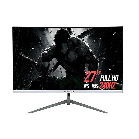 Imagem de Monitor Curvo Gamer Rise Mode Retina 27", 240hz, Full HD, 1ms, IPS, DisplayPort e HDMI, sRGB 99%, Suporte Vesa, Branco - RM-MOG-27C240FH-W