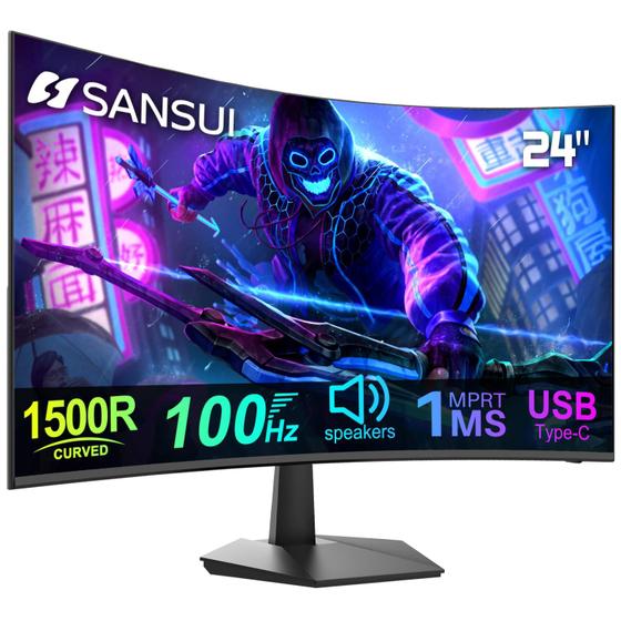 Imagem de Monitor Curvo SANSUI 24" 100Hz USB-C com Alto-Falante - ES-24C1