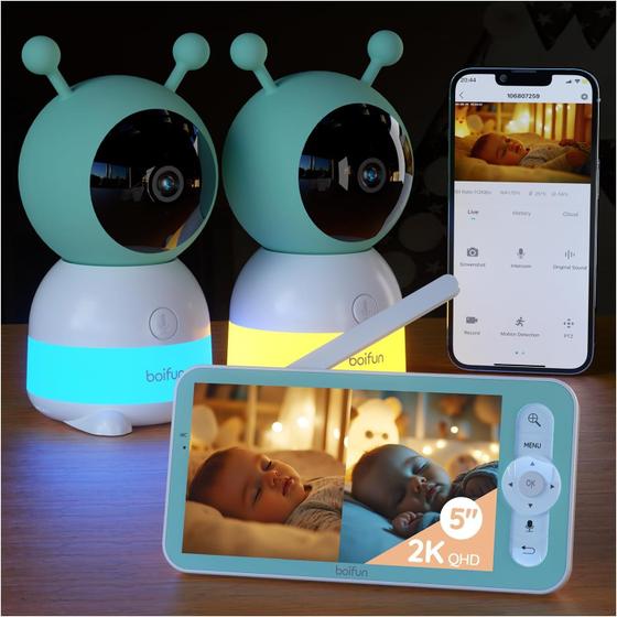 Imagem de Monitor de Bebê BOIFUN 2024 - 5 Telas Divididas, 2 Câmeras 2K e WiFi