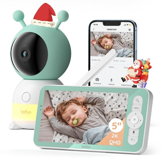 Imagem de Monitor de Bebê BOIFUN 2K - Wi-Fi 5, Visão 360° e Luz Noturna