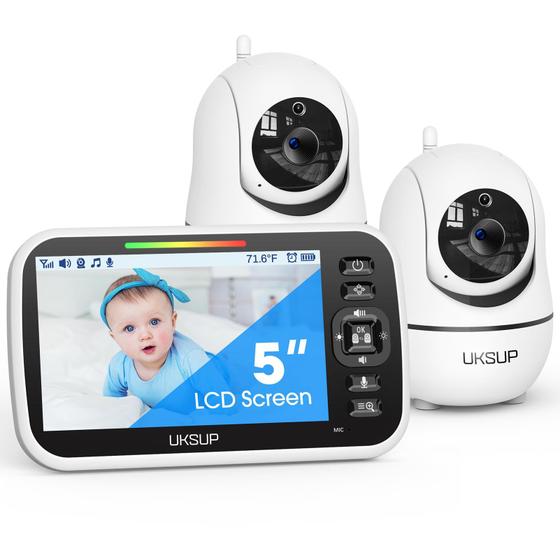Imagem de Monitor de Bebê UKSUP SM663V2 com 2 Câmeras e Tela de 5" - Alcance de 960 Pés