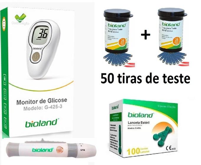 Imagem de Monitor De Glicose C/50 Tiras + 100 Lancetas Bioland G425-3