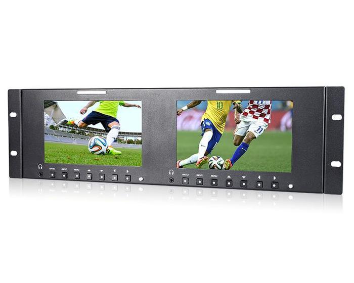 Imagem de Monitor Duplo de 7" HD com Montagem de Rack para Broadcast