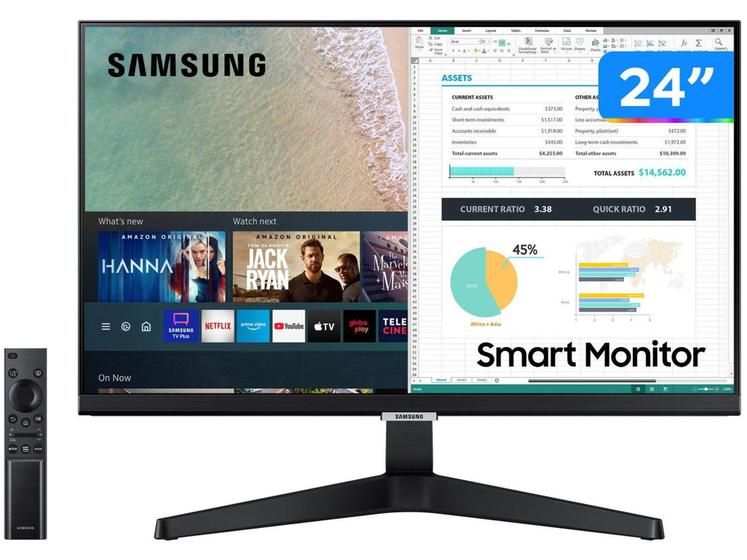 Imagem de Monitor Full HD Samsung M5 LS24AM506NLMZD - 24” IPS LED HDMI Smart