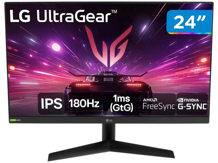Monitor Gamer 180Hz UltraGear 1ms (GtG) LG 24GS60F-B 24" Full HD IPS NVIDIA G-SYNC AMD FreeSync HDR10 sRGB 99% HDMI DisplayPort Imagem de Monitor Gamer 180Hz UltraGear 1ms (GtG) LG 24GS60F-B 24" Full HD IPS NVIDIA G-SYNC AMD FreeSync HDR10 sRGB 99% HDMI DisplayPort