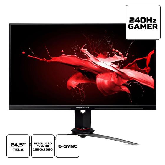 Imagem de Monitor Gamer Acer Predator 24.5' Full HD 240Hz, IPS G-Sync - XB253Q