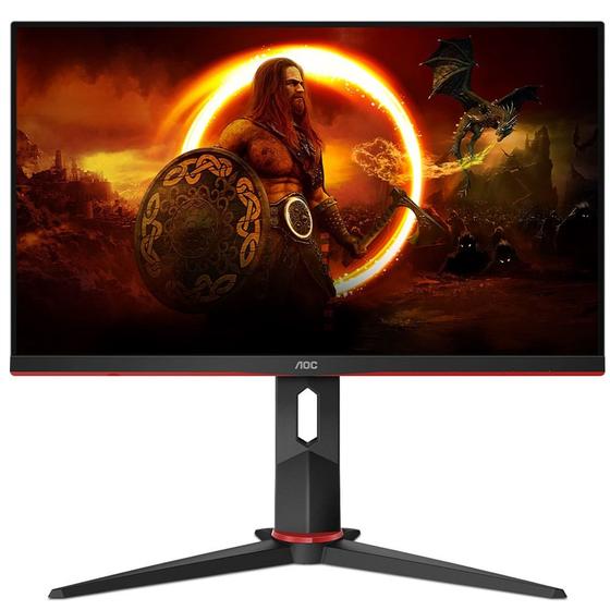 Imagem de Monitor Gamer AOC 23,8" 144Hz/165Hz 1ms Ajuste de Altura, Preta e Vermelho - 24G2S/BK