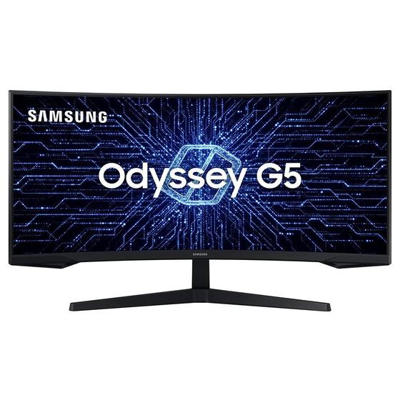 Imagem de Monitor Gamer Curvo Samsung Odyssey G5 34" Ultra Wide, 165Hz, 1ms, HDMI, Display Port, Freesync Premium, Preto