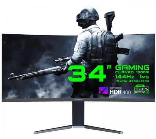 Monitor Gamer GameMax 34 Pol Ultra Wide Curvo, WQHD, 144Hz, 1ms, Black, GMX34CKXQ Menor preço em Monitor Gamer GameMax 34 Pol Ultra Wide Curvo, WQHD, 144Hz, 1ms, Black, GMX34CKXQ