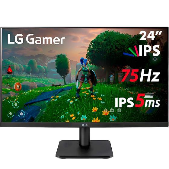 Imagem de Monitor Gamer LG 23.8" 75Hz LED Full HD, IPS, HDMI, VESA, FreeSync, Sem Bordas, Preto - 24MP400